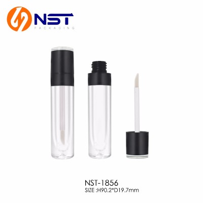 Empty round AS transparent plastic bottle lipgloss tube packaging