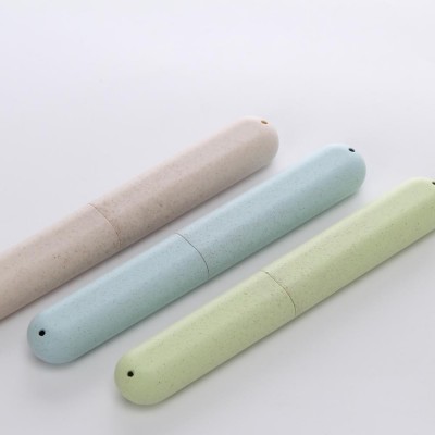 Malt color travel toothbrush plastic packaging custom-made bullet shape eco toothbrush case