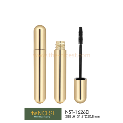 Shiny gold cylinder mascara container ABS makeup packing